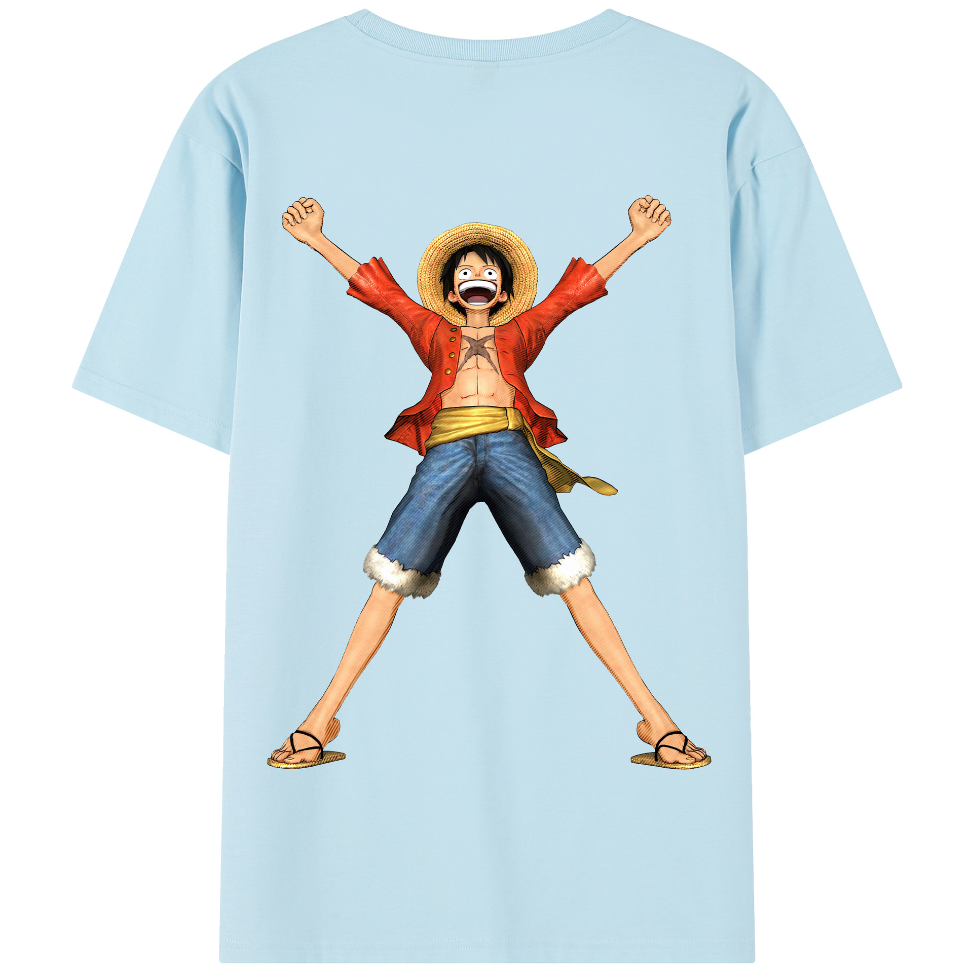 ワンピース モンキー・D・ルフィ ONE PIECE Monkey D. Luffy 綿100％半袖Tシャツ（背面プリント）